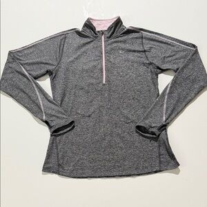 Nike Heather Gray and Pink Quarter-Zip Pullover Zise M